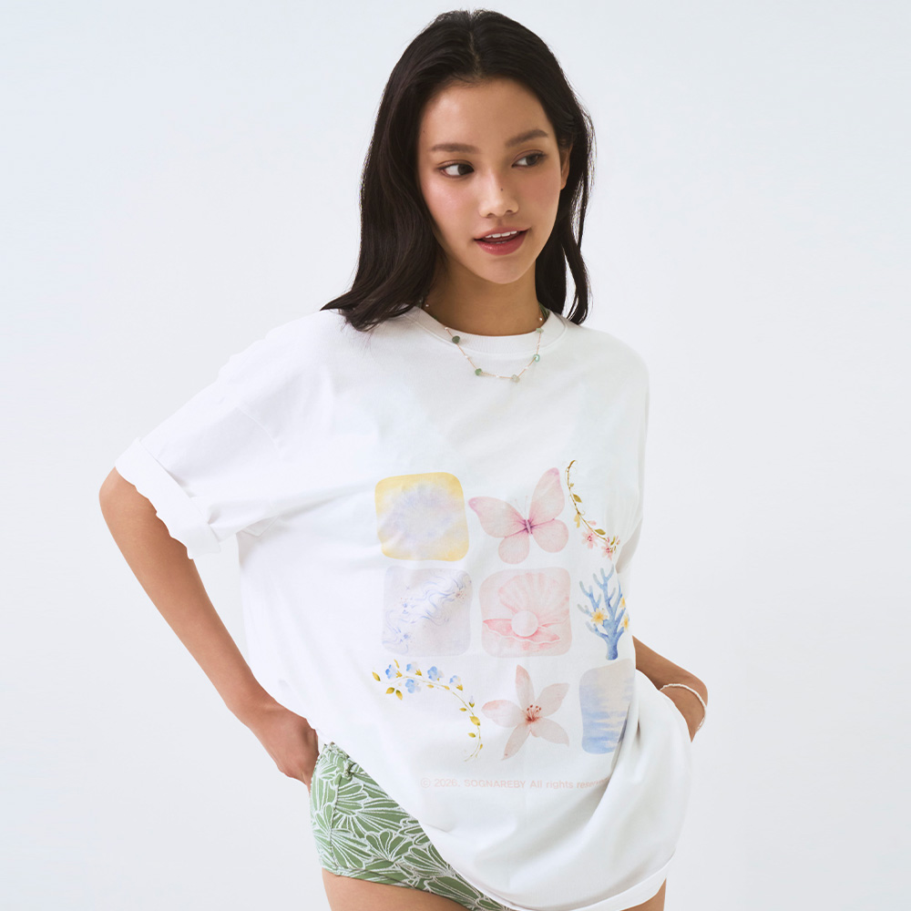 우먼 판타지 아일랜드 오버핏 티셔츠 화이트